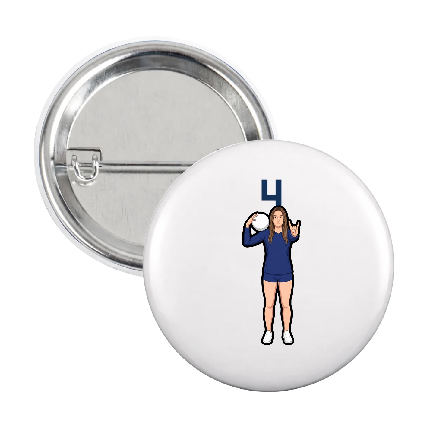 Game Day Button — Number Top in White