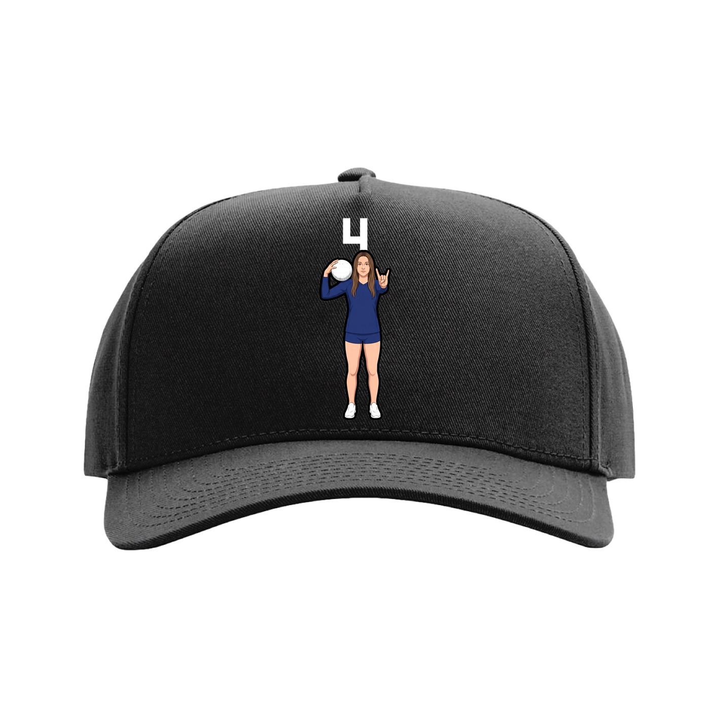 Full Fabric Five-Panel Champ Cap — Number Top in Black