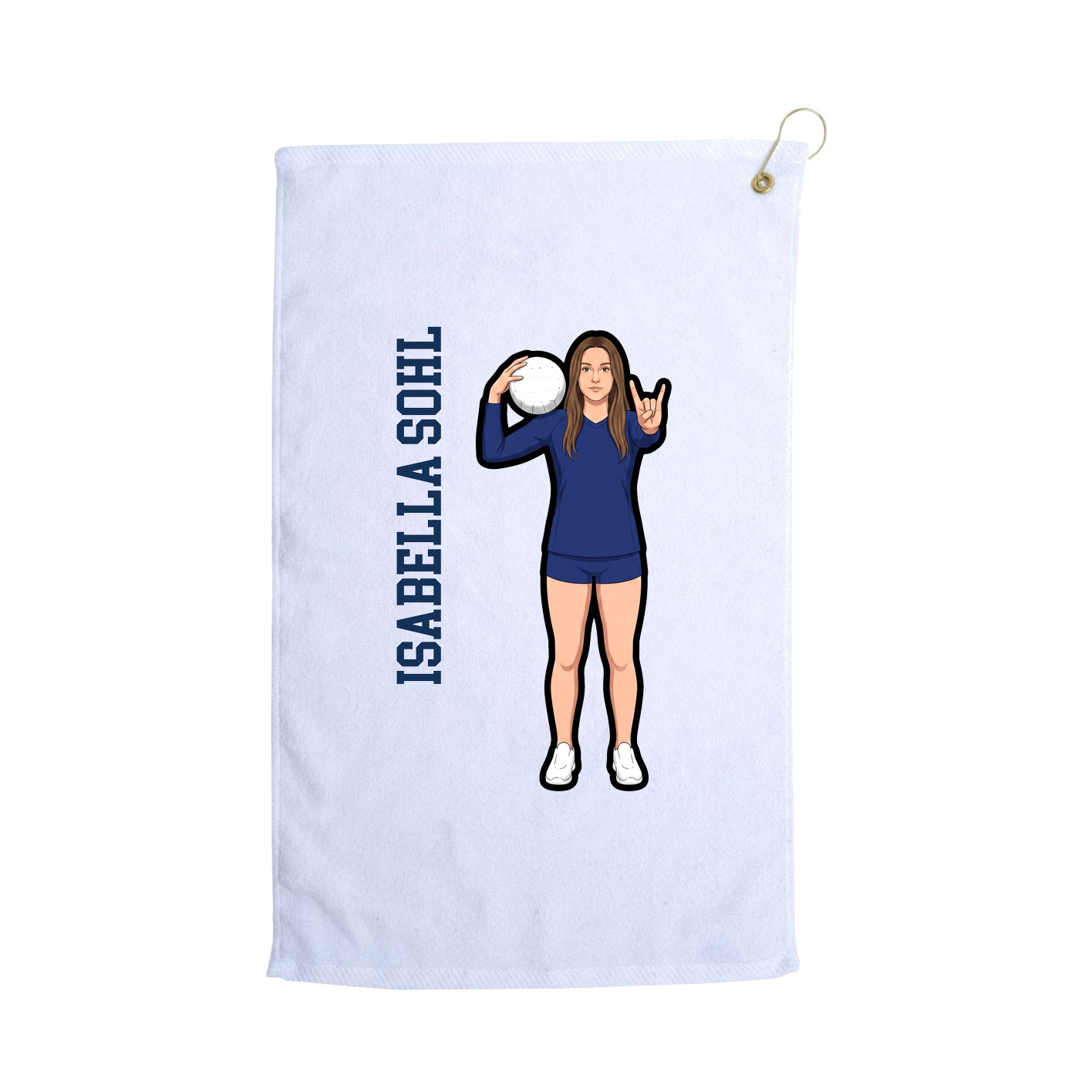 Golf Towel — Name Vertical in White