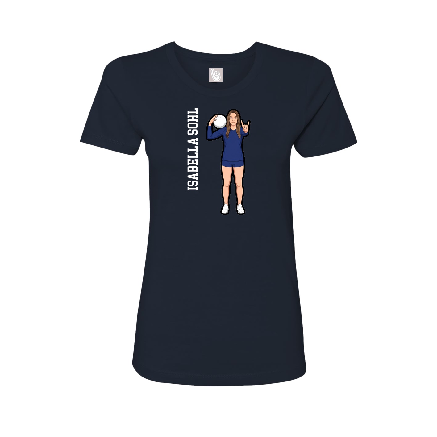 Fitted Women's Tee — Name Vertical in Navy