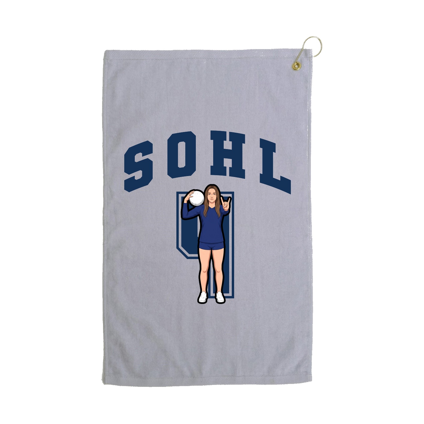 Golf Towel — Number in Grey