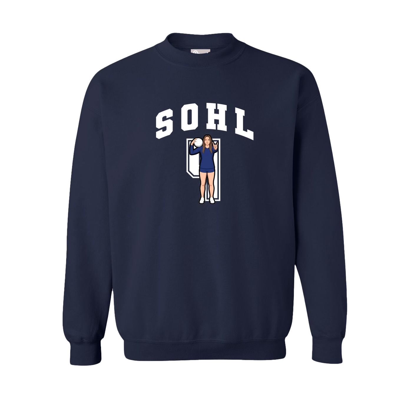 Fleece Crew — Number in Navy
