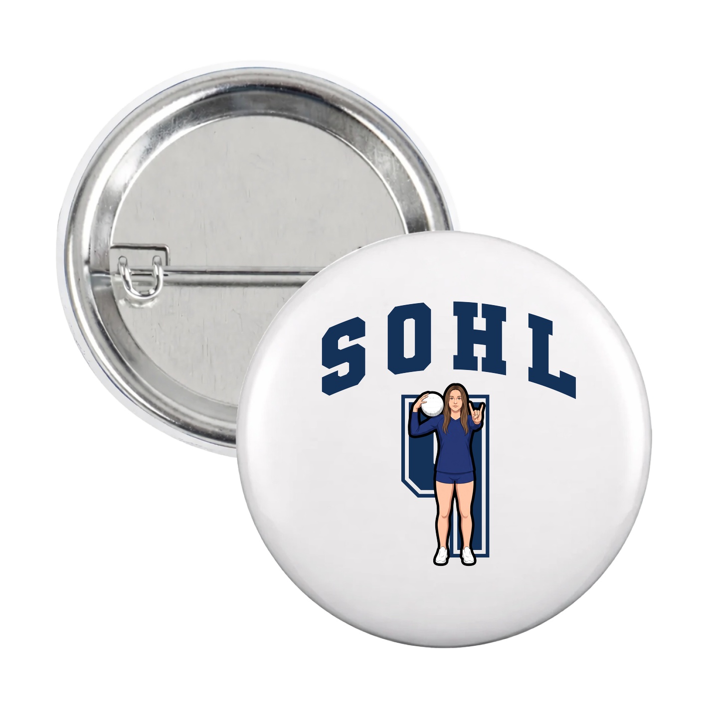 Game Day Button — Number in White
