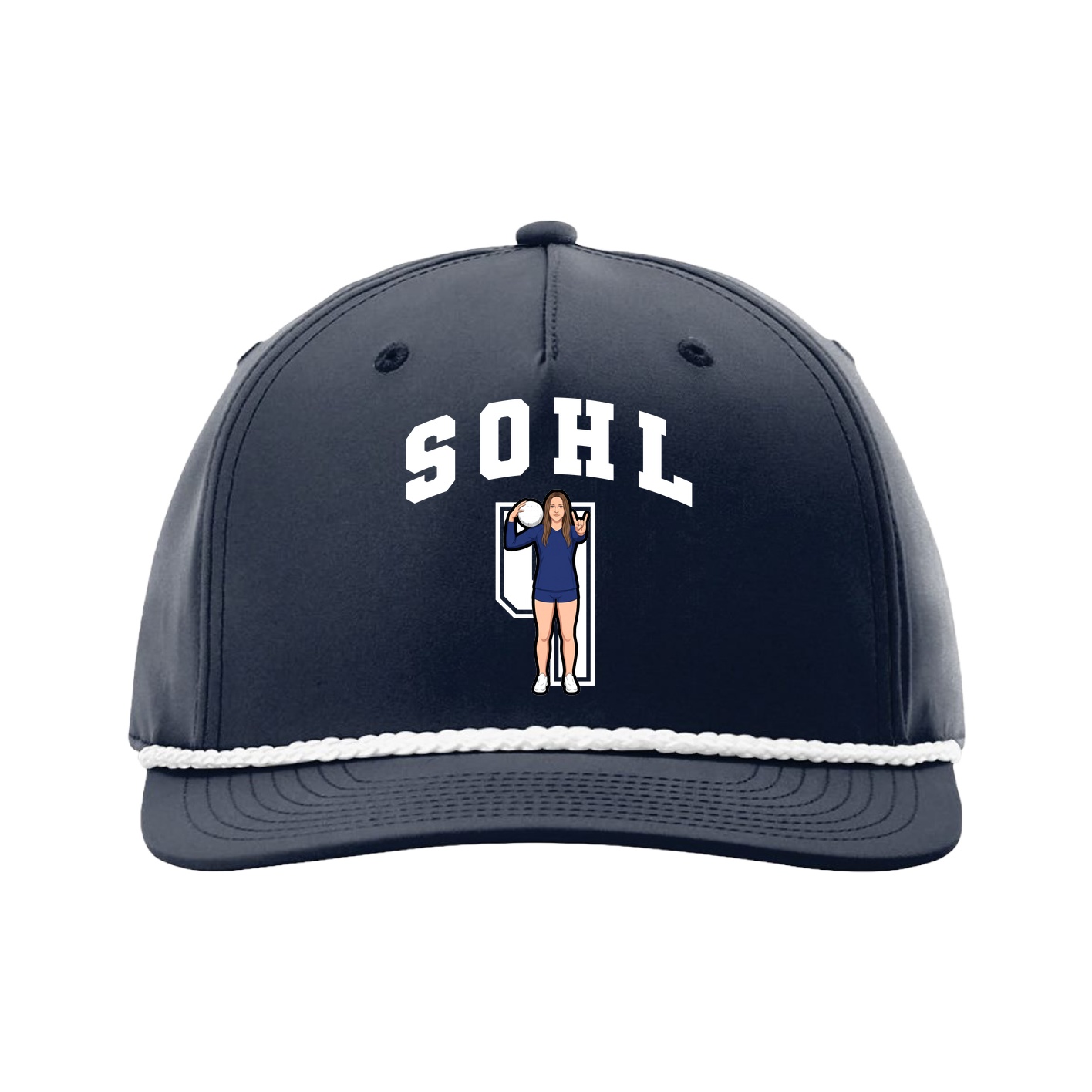 Five-Panel Classic Rope Cap — Number in Navy