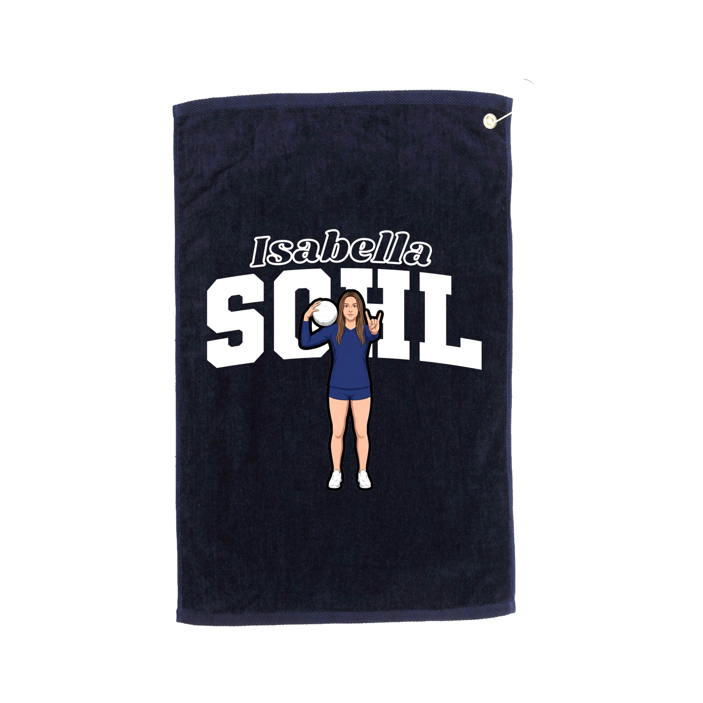 Golf Towel — Name Arch in Navy