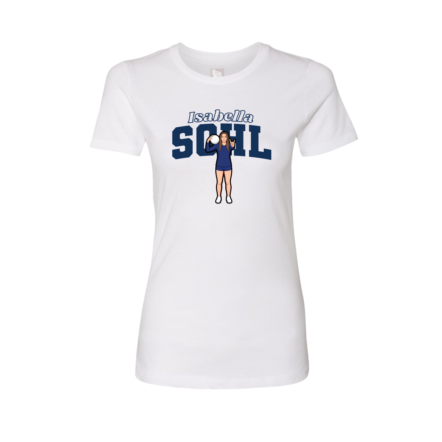 Fitted Women's Tee — Name Arch in White