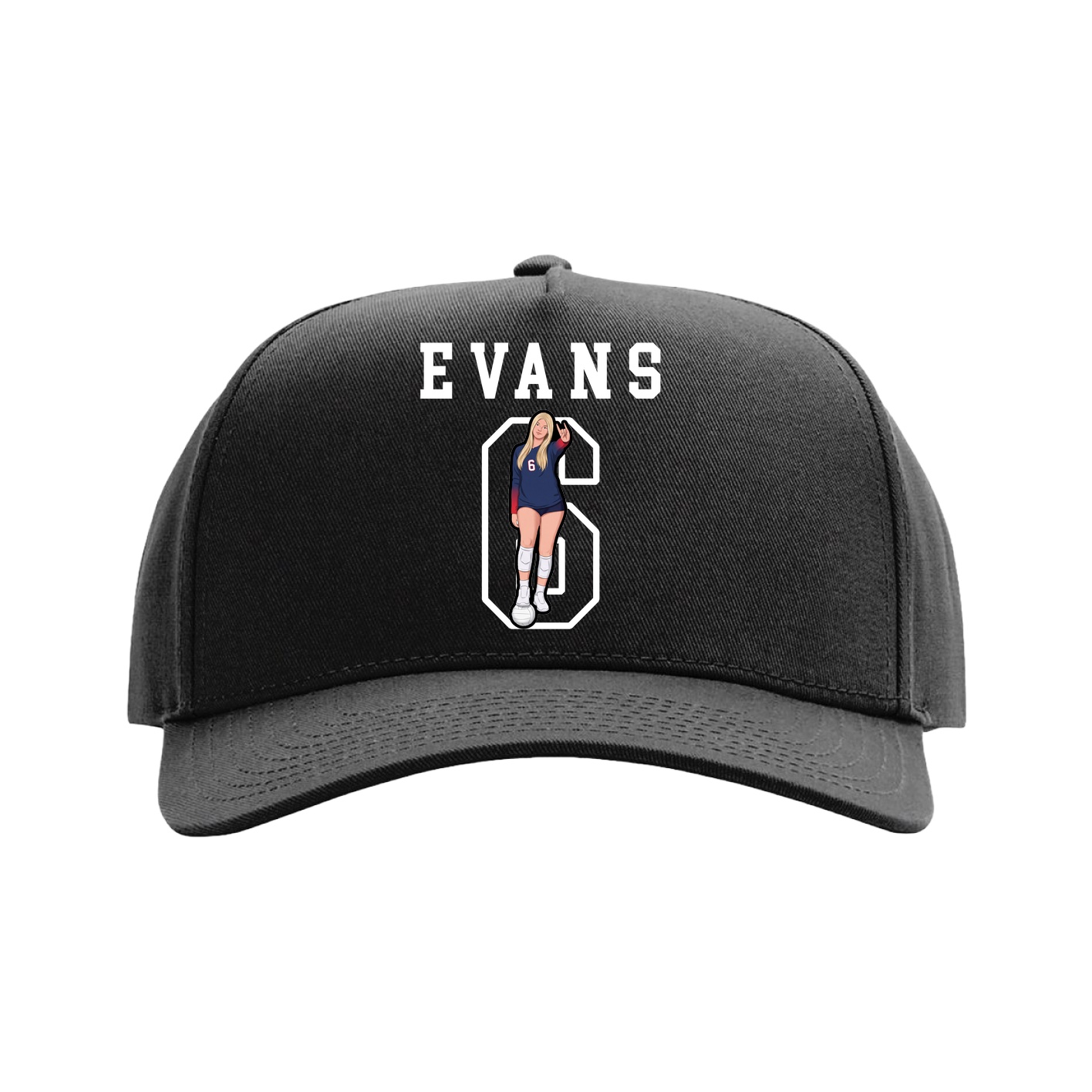 Full Fabric Five-Panel Champ Cap — Shirsey in Black