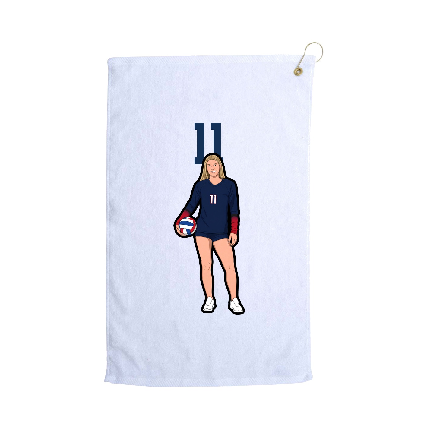Golf Towel — Number Top in White