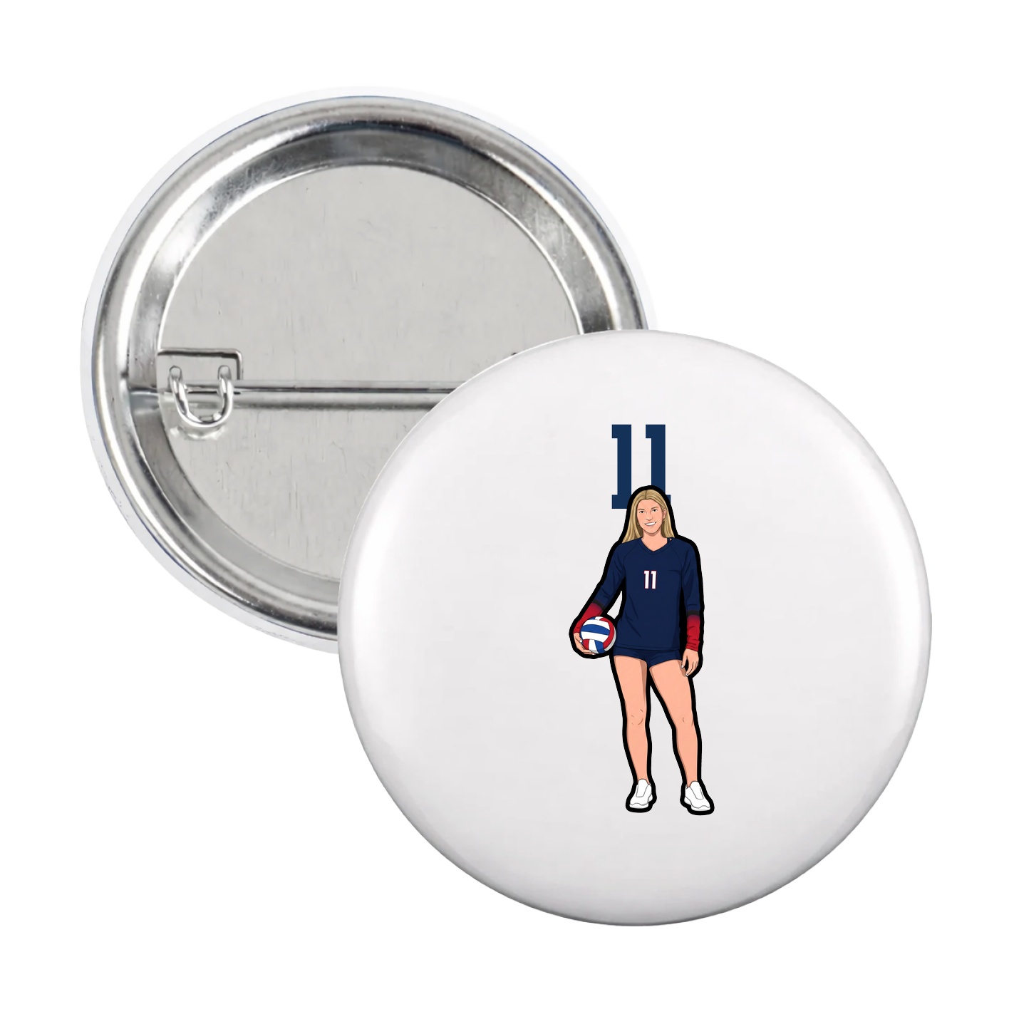Game Day Button — Number Top in White