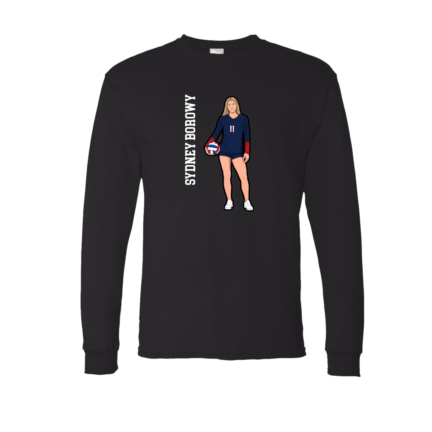 Long Sleeve Tee — Name Vertical in Black