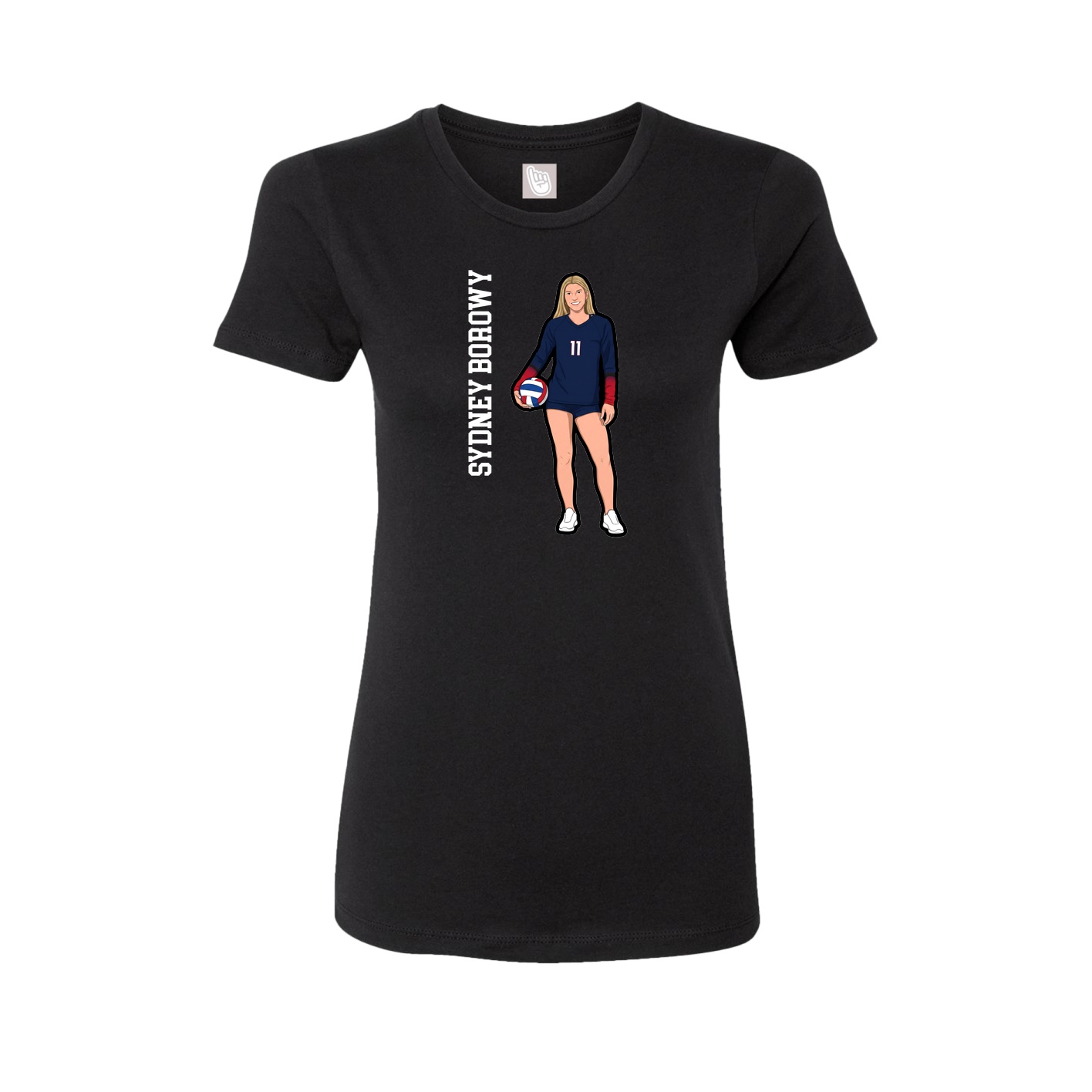 Fitted Women's Tee — Name Vertical in Black