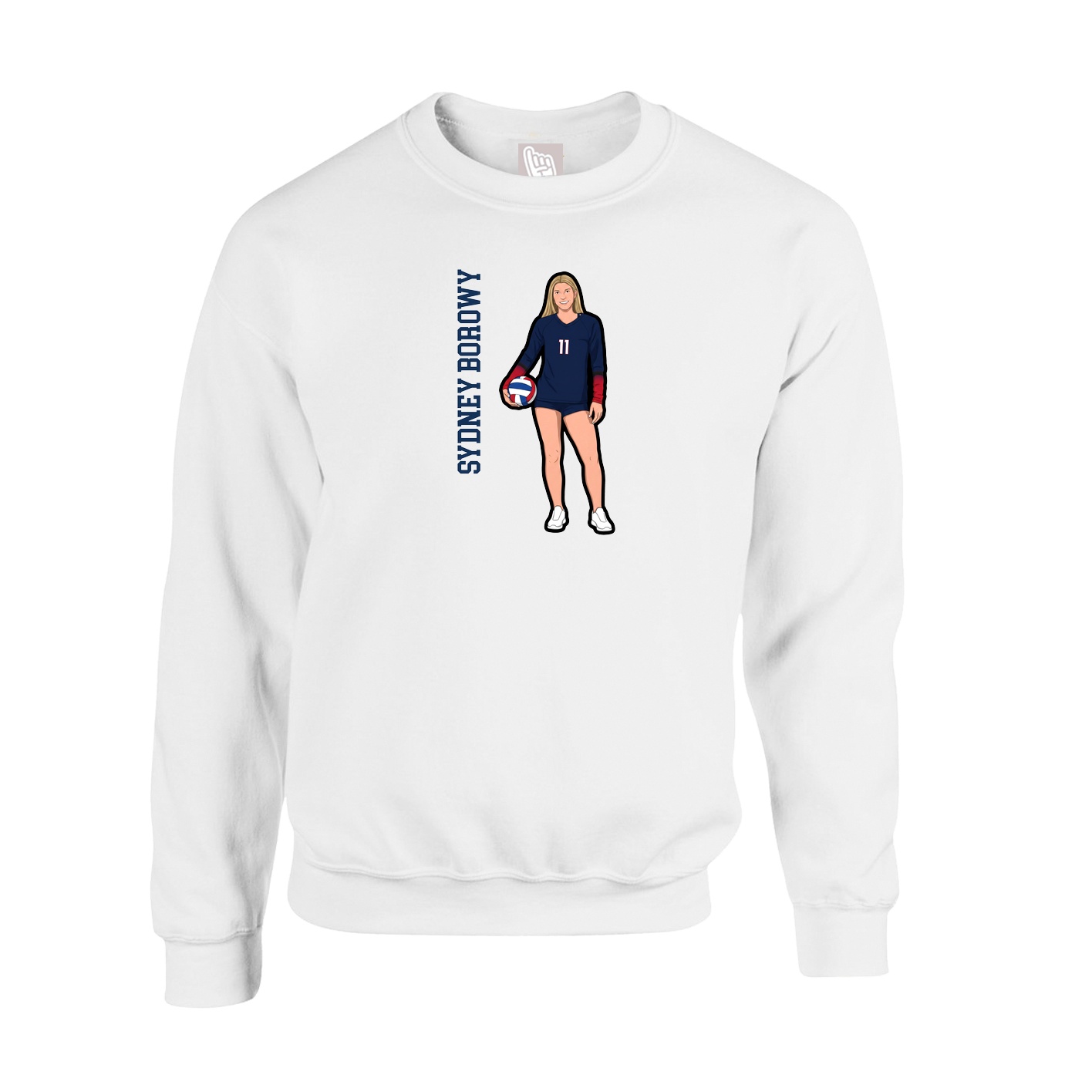 Fleece Crew — Name Vertical in White