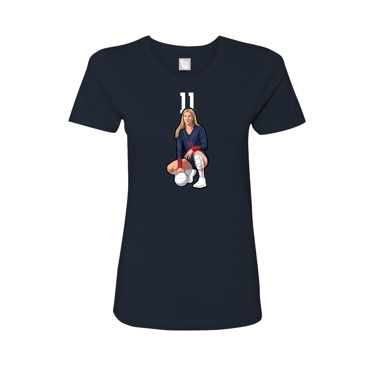 Fitted Women's Tee — Number Top in Navy