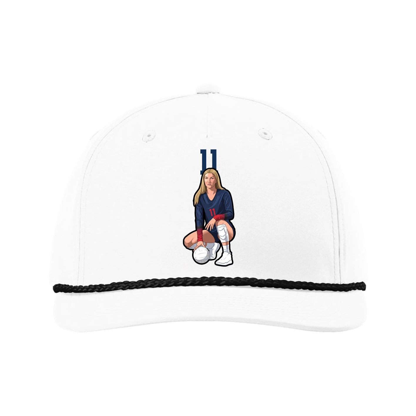 Five-Panel Classic Rope Cap — Number Top in White