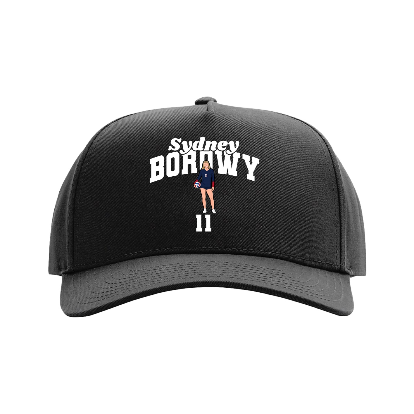 Full Fabric Five-Panel Champ Cap — Signature Arch in Black