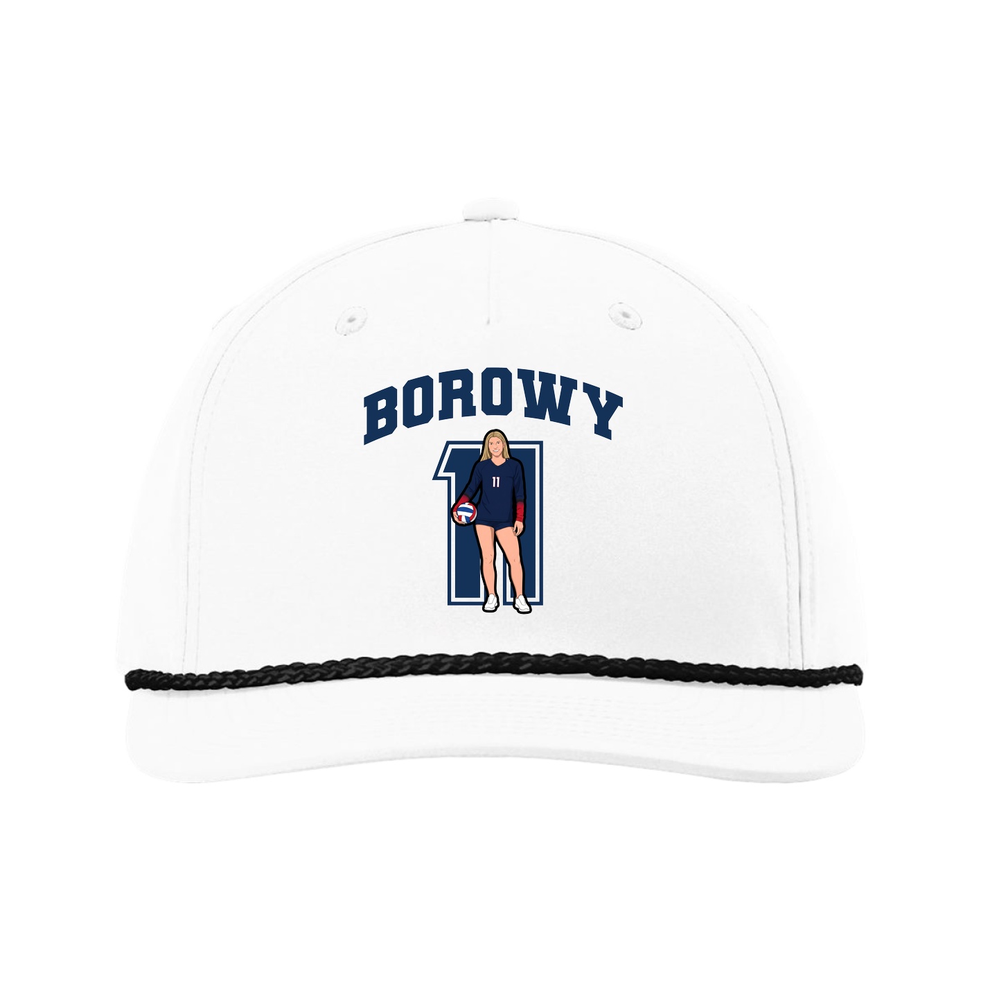 Five-Panel Classic Rope Cap — Number in White