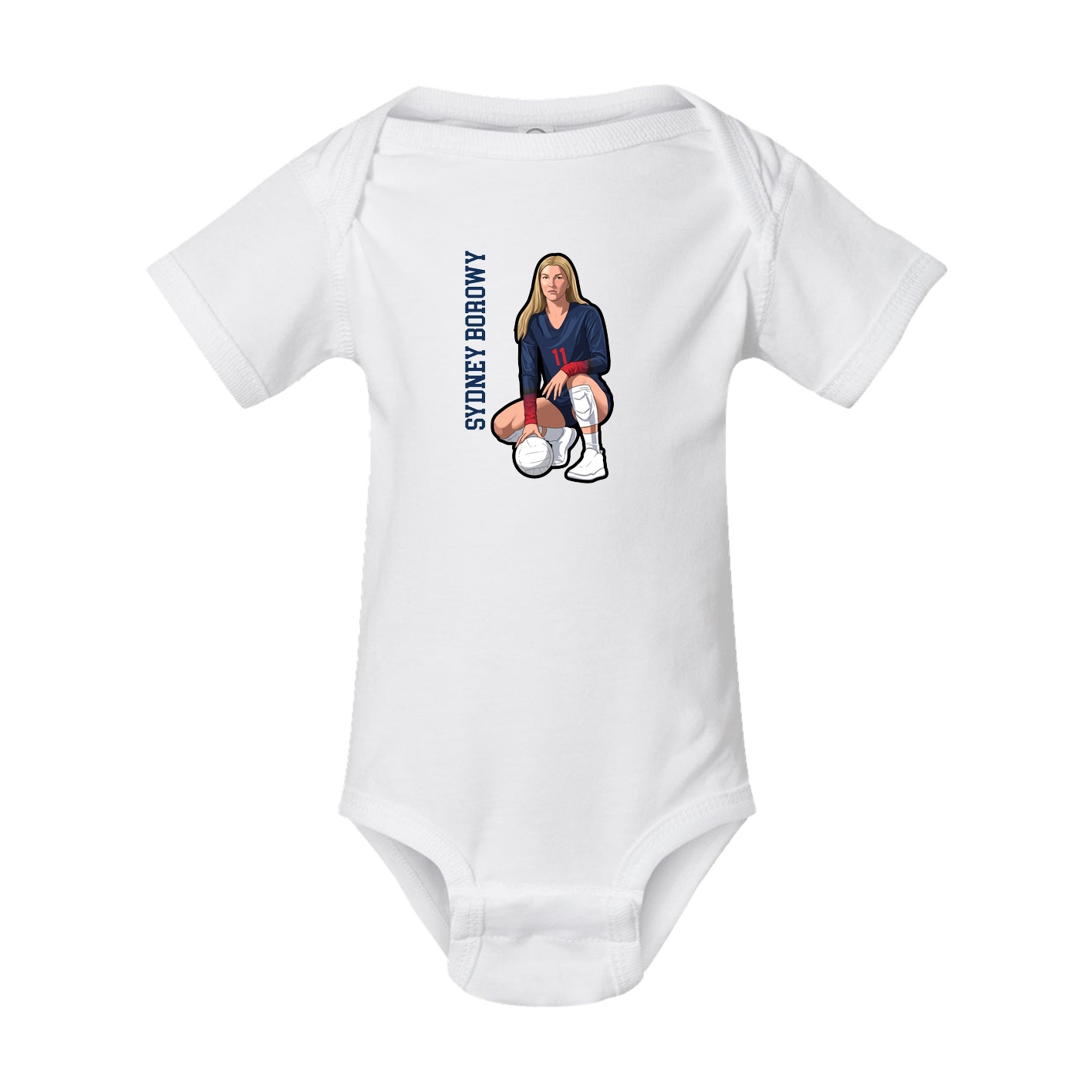 Baby Onesie — Name Vertical in White