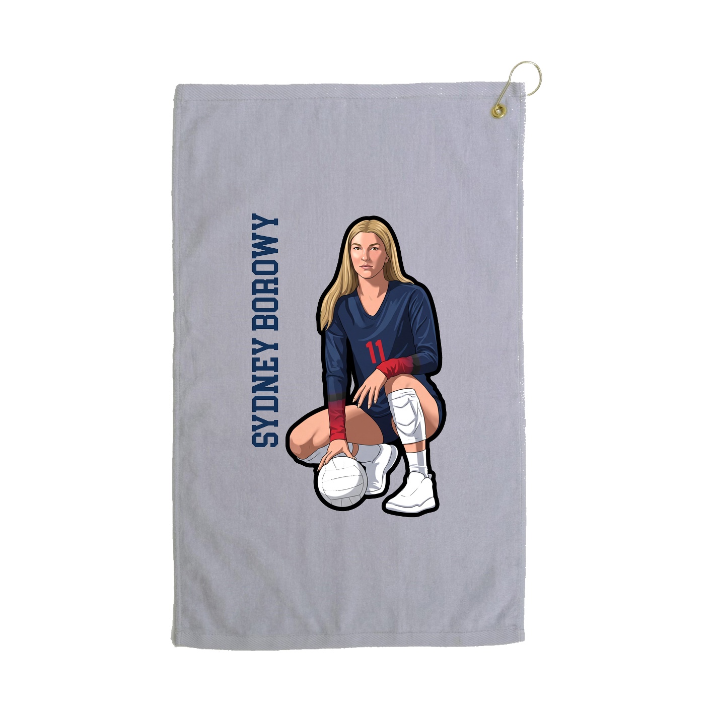 Golf Towel — Name Vertical in Grey