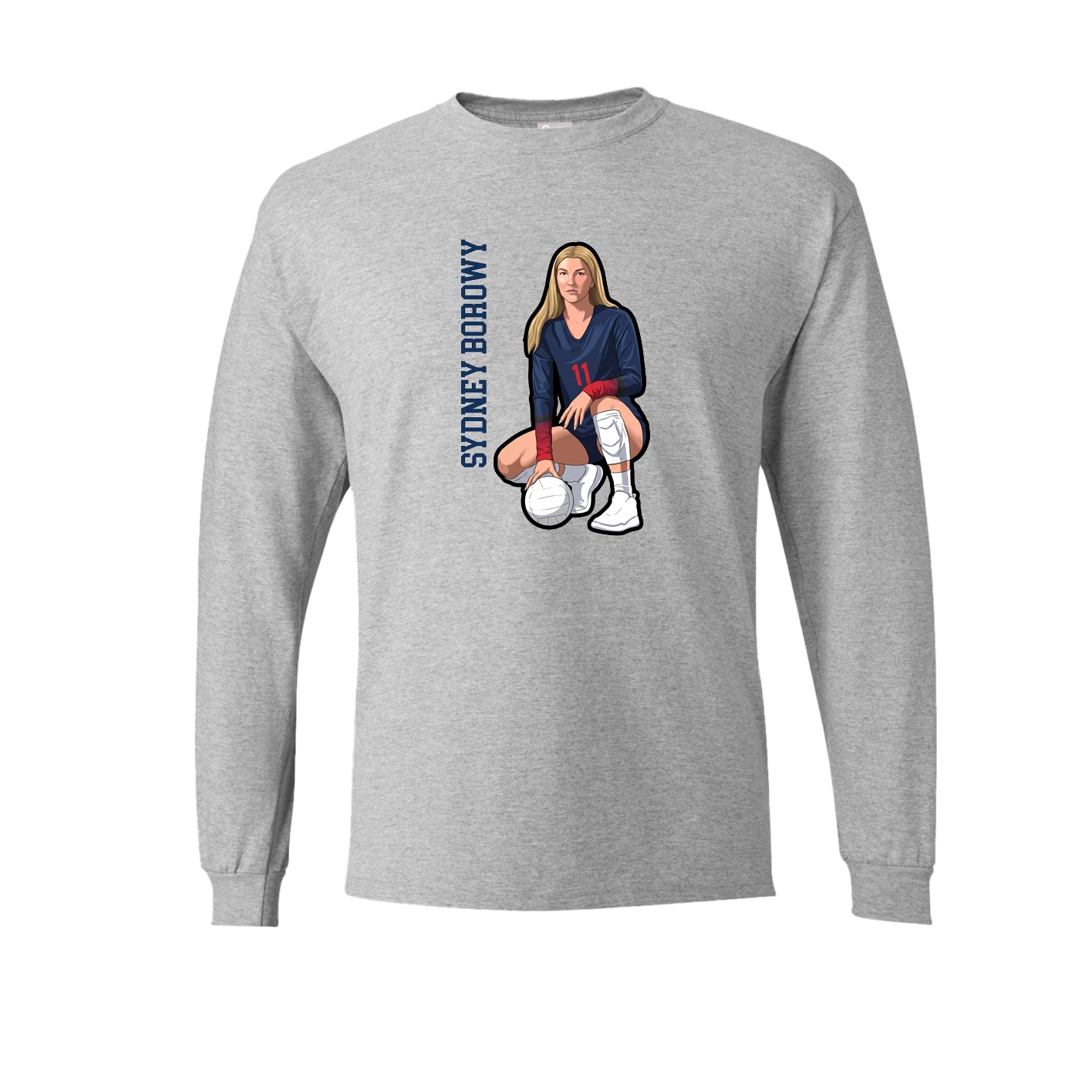 Long Sleeve Tee — Name Vertical in Grey