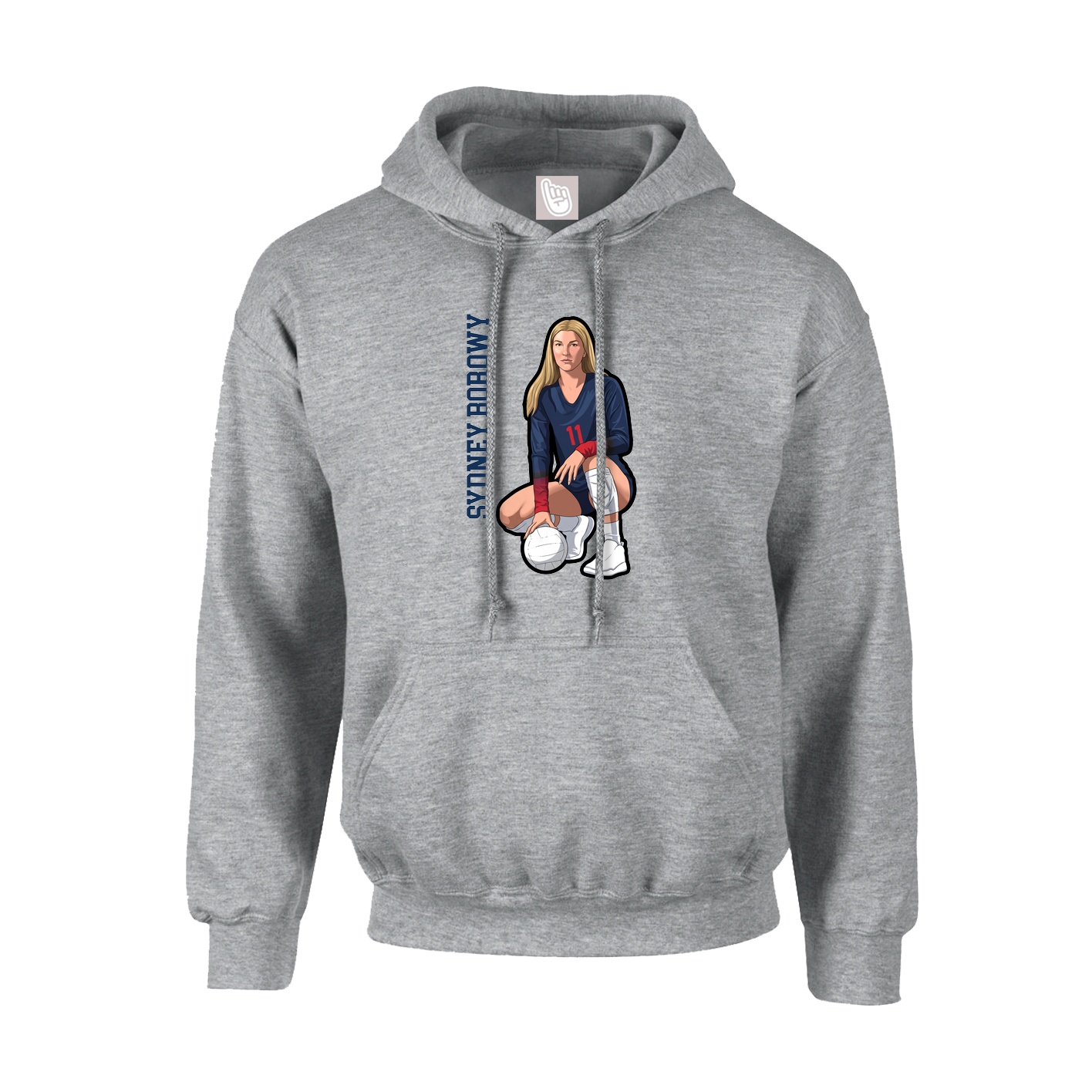 Hoodie — Name Vertical in Grey