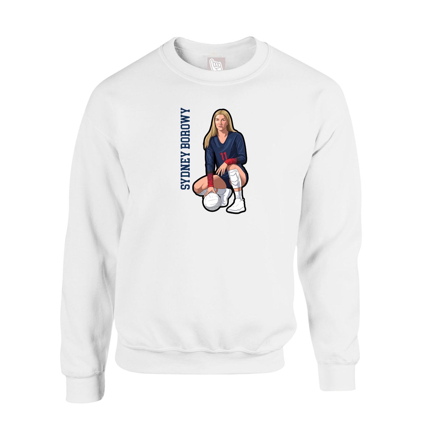 Fleece Crew — Name Vertical in White