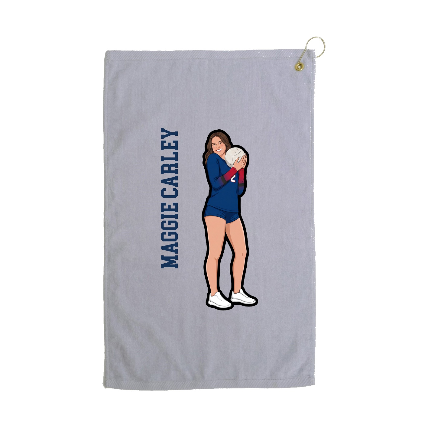 Golf Towel — Name Vertical in Grey