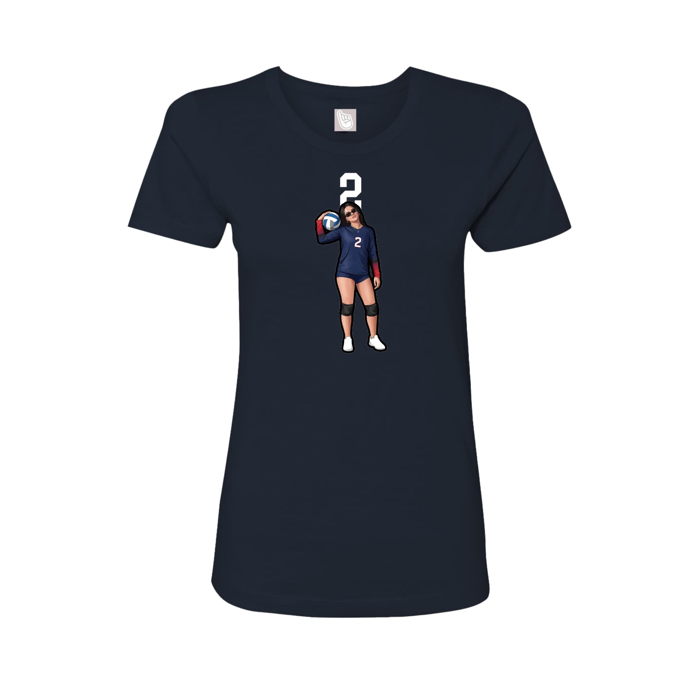 Fitted Women's Tee — Number Top in Navy