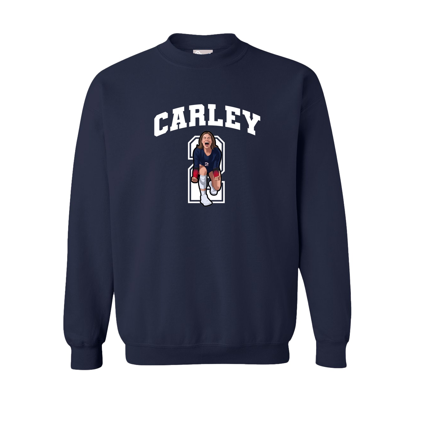 Fleece Crew — Number in Navy