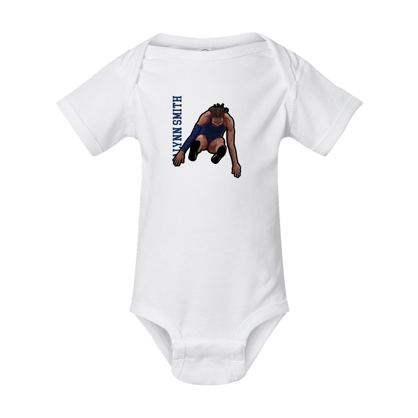 Baby Onesie — Name Vertical in White