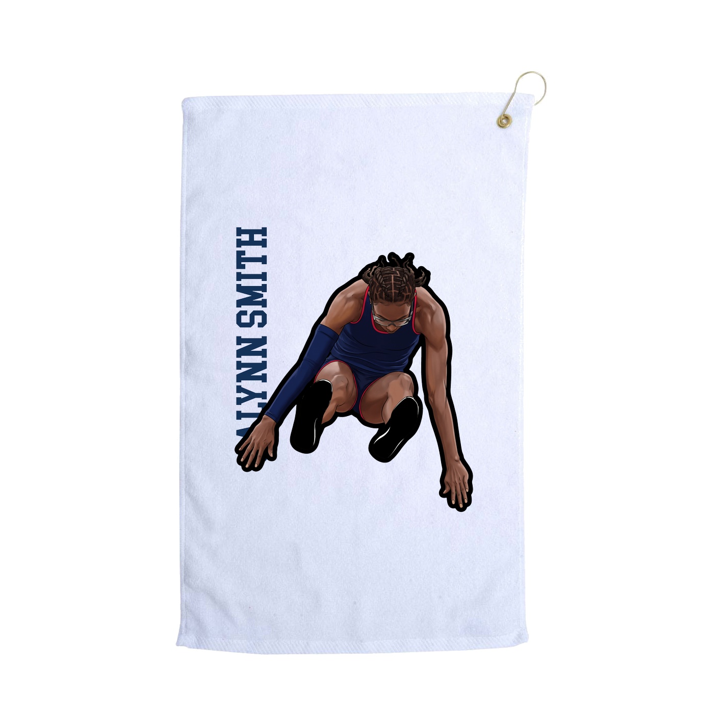 Golf Towel — Name Vertical in White