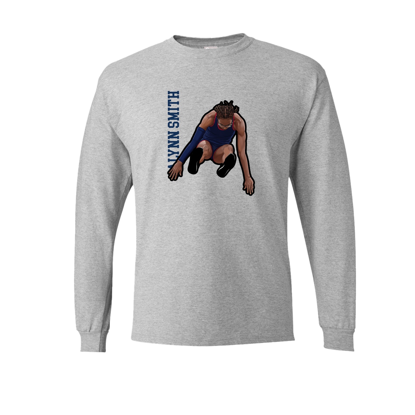 Long Sleeve Tee — Name Vertical in Grey