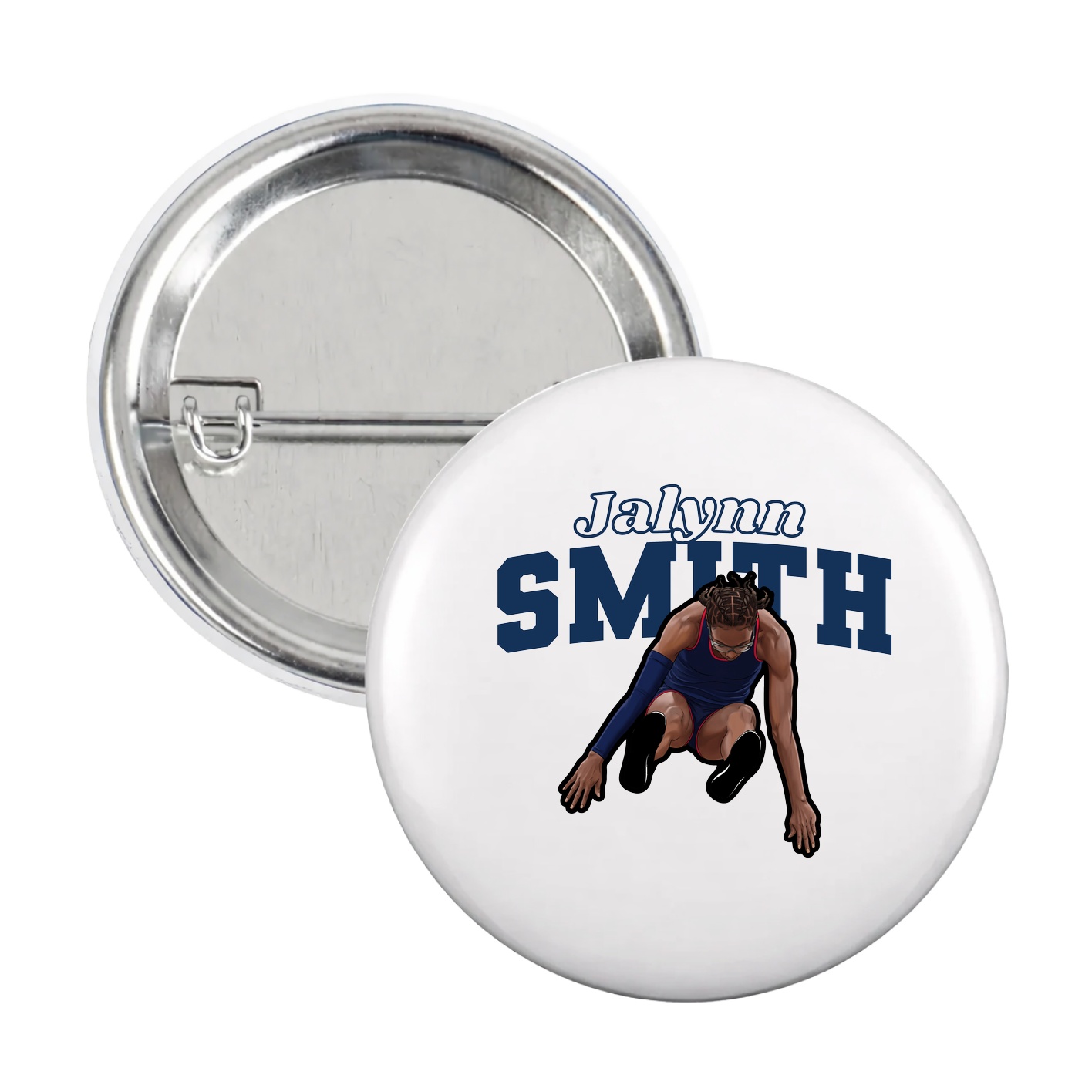 Game Day Button — Name Arch in White