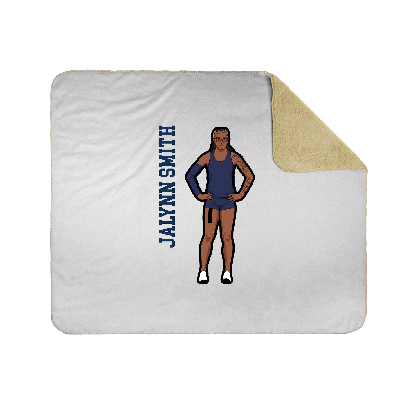 Throw Blanket — Name Vertical in White