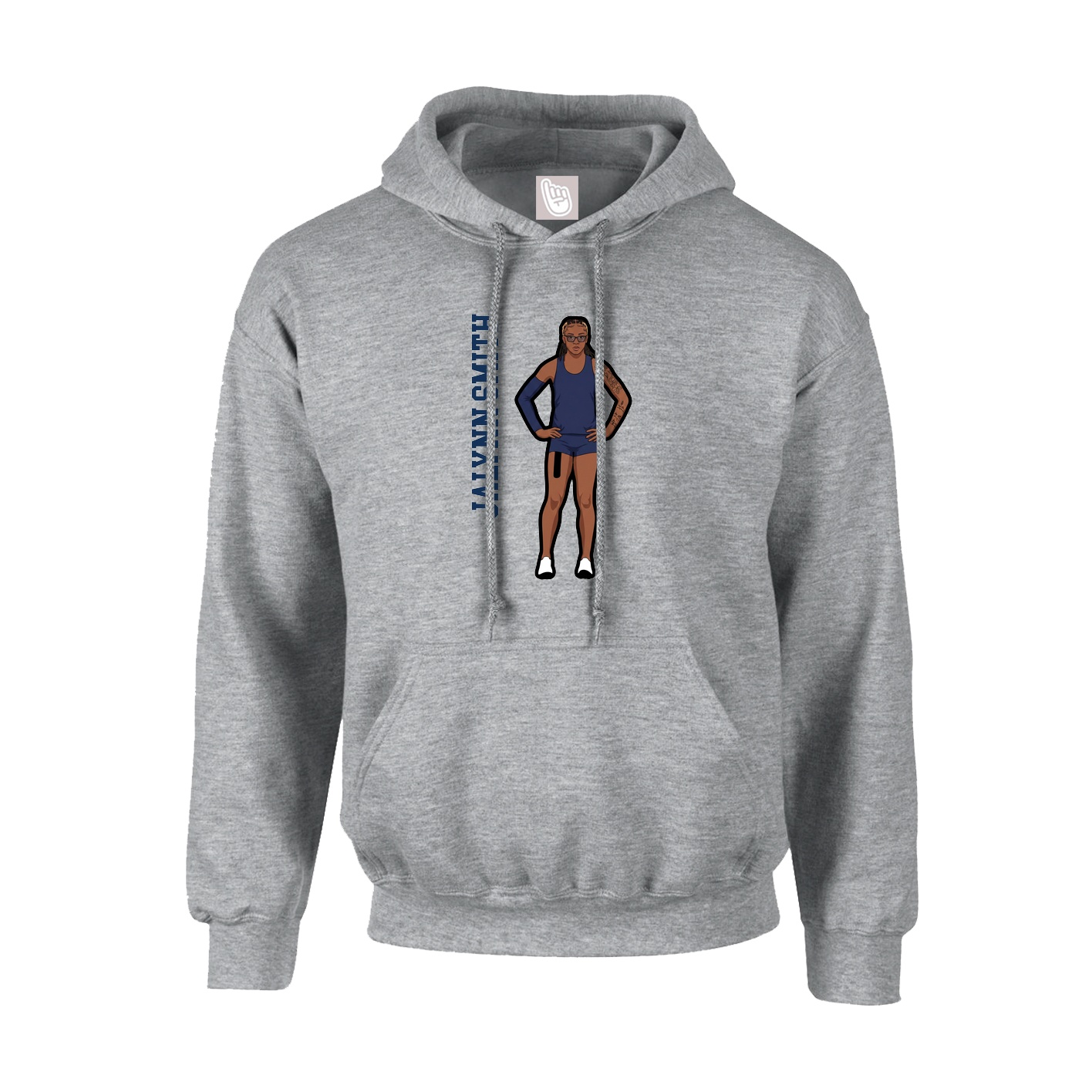 Youth Hoodie — Name Vertical in Grey