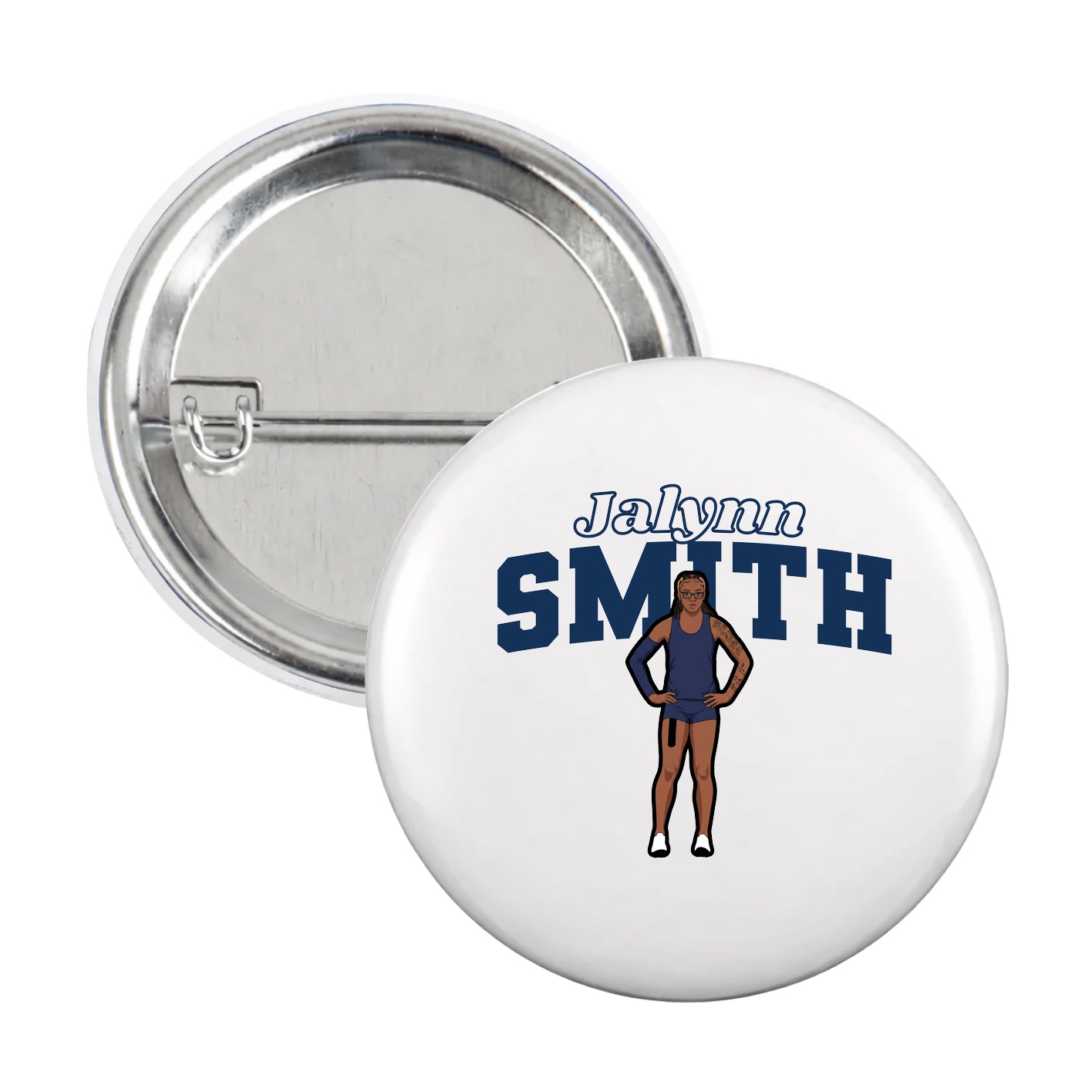 Game Day Button — Name Arch in White
