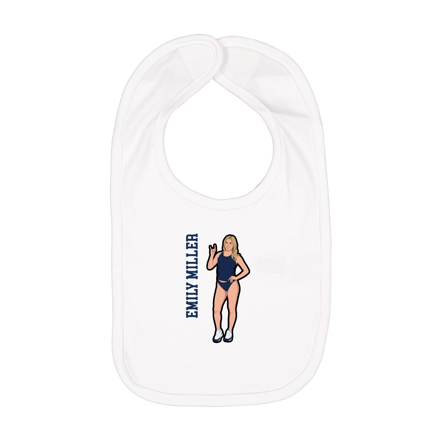 Infant Bib — Name Vertical in White