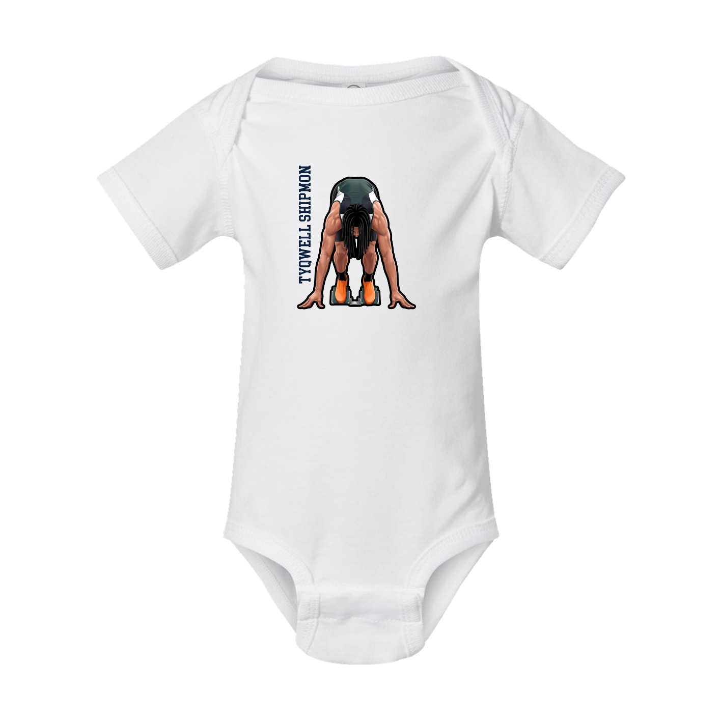 Baby Onesie — Name Vertical in White