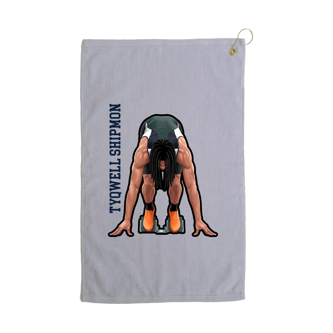 Golf Towel — Name Vertical in Grey