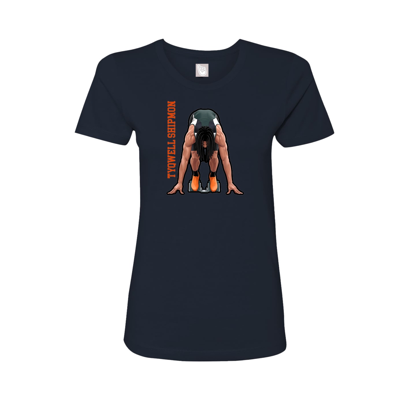 Fitted Women's Tee — Name Vertical in Navy