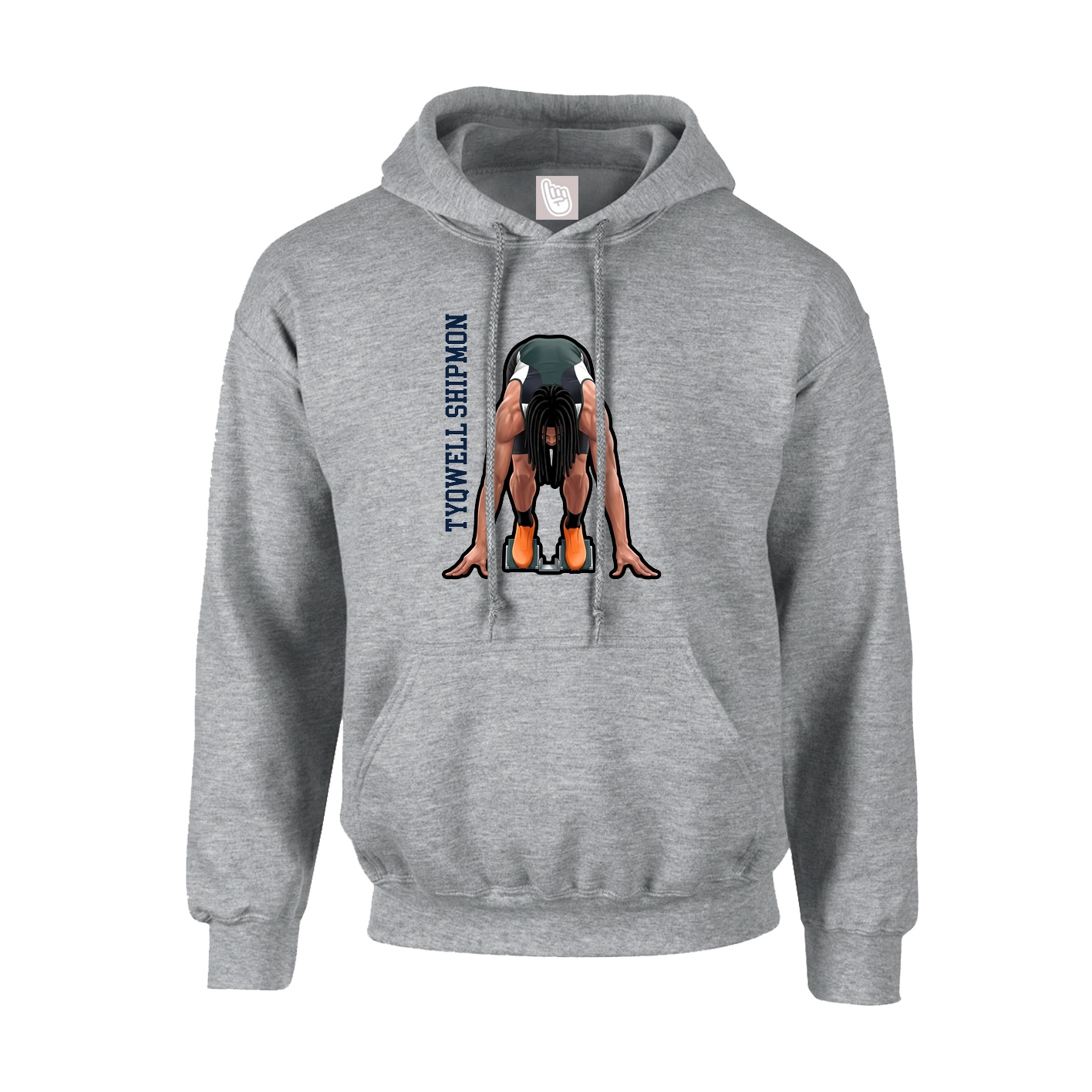 Hoodie — Name Vertical in Grey