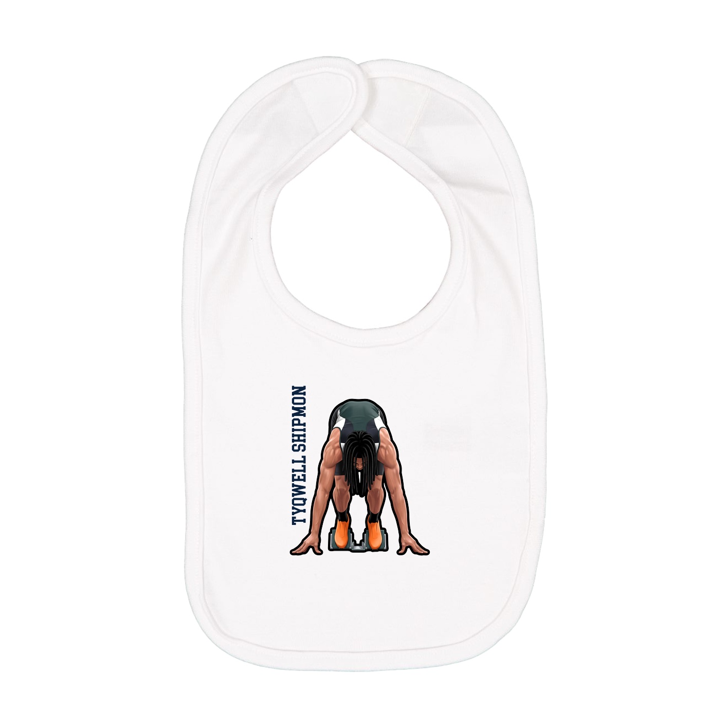 Infant Bib — Name Vertical in White