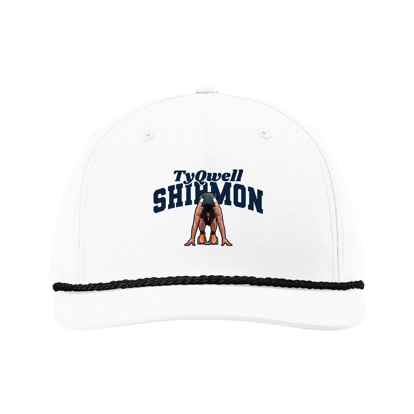 Five-Panel Classic Rope Cap — Signature Arch in White
