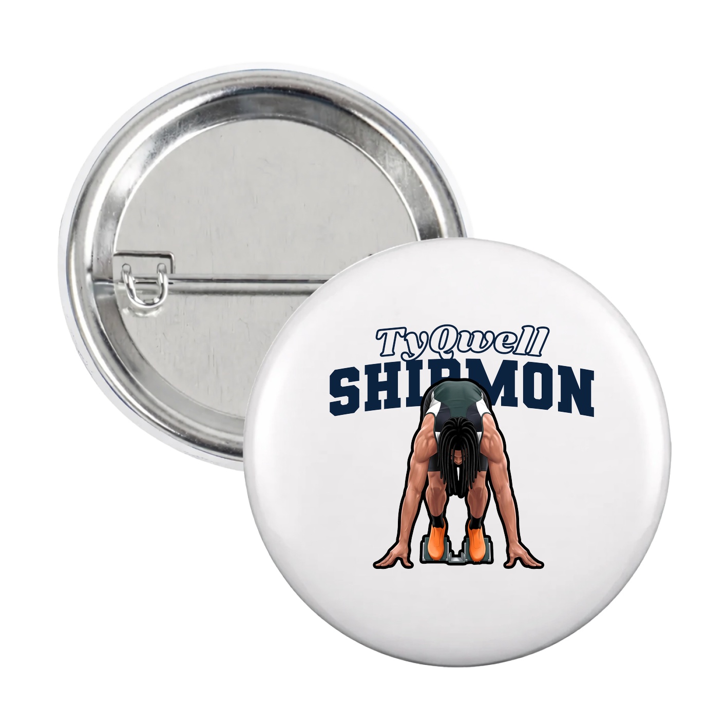 Game Day Button — Name Arch in White