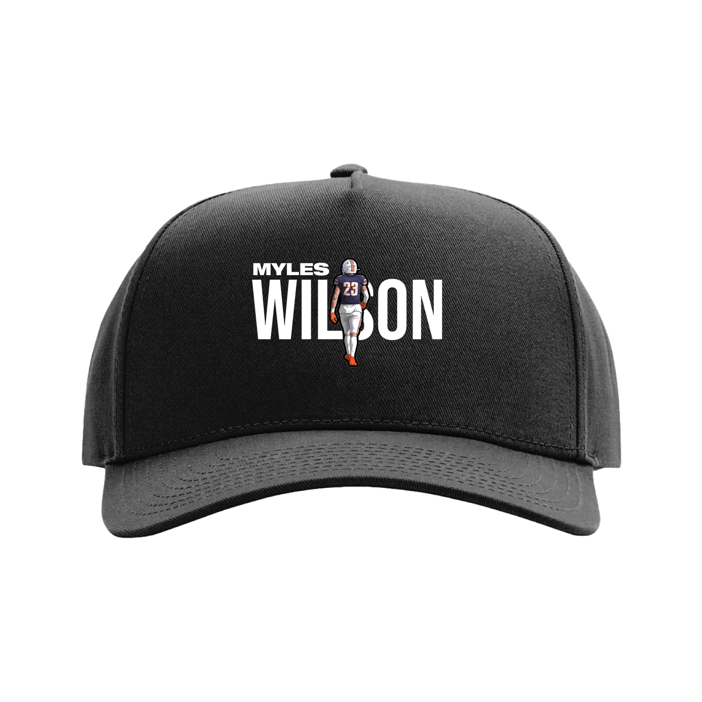 Full Fabric Five-Panel Champ Cap — Player Name in Black