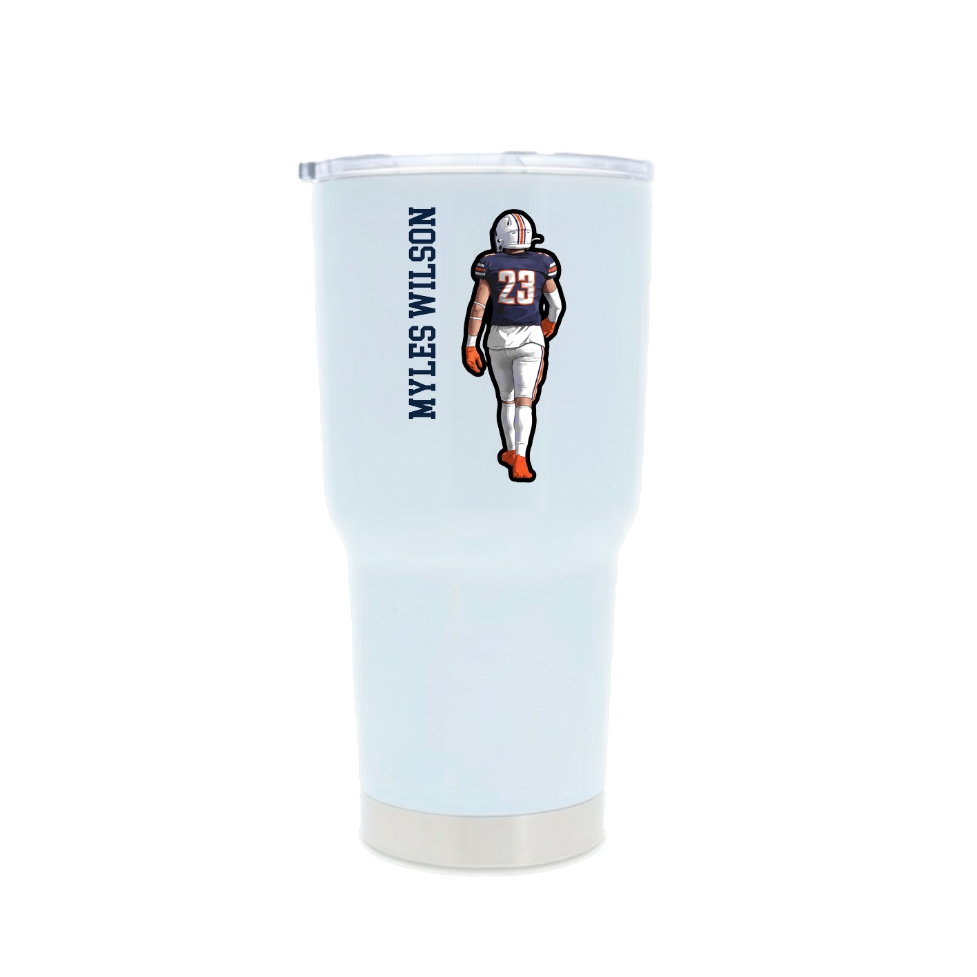 30oz Stainless Steel Tumbler — Name Vertical in White
