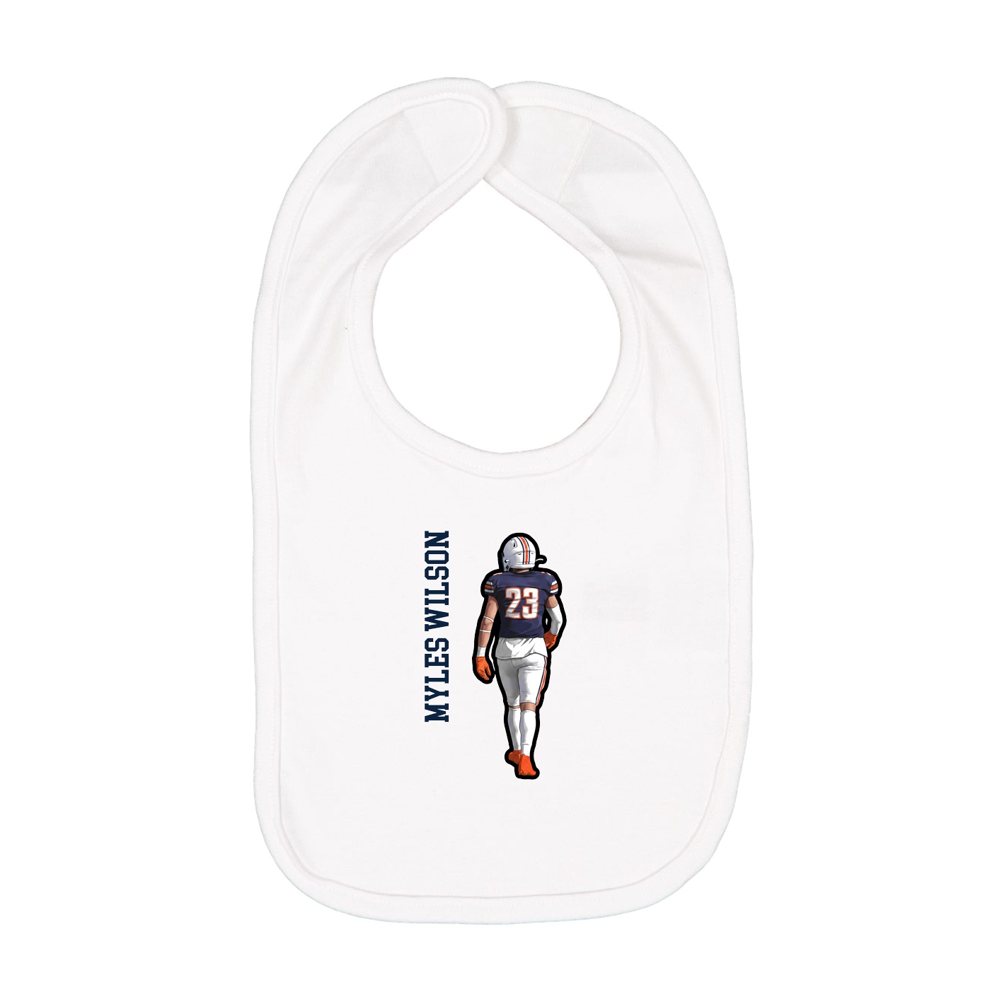 Infant Bib — Name Vertical in White