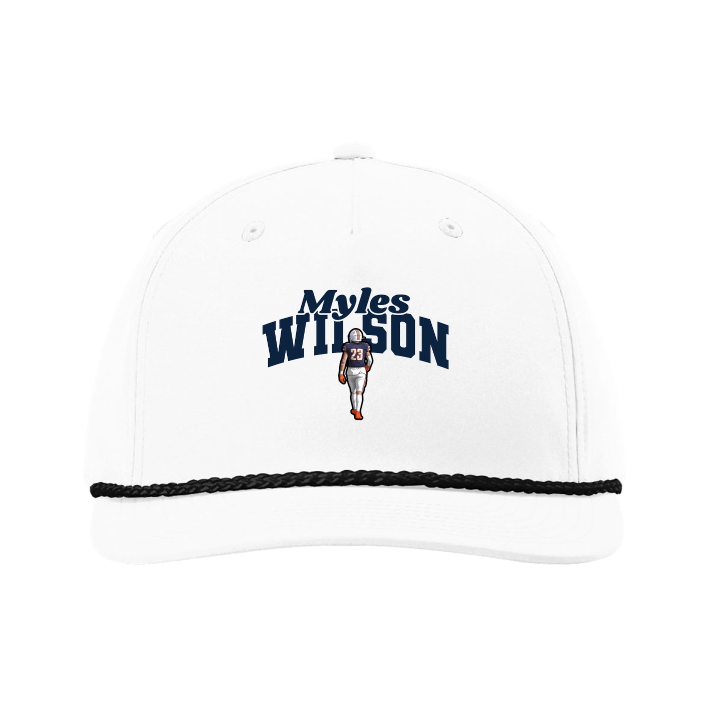 Five-Panel Classic Rope Cap — Signature Arch in White