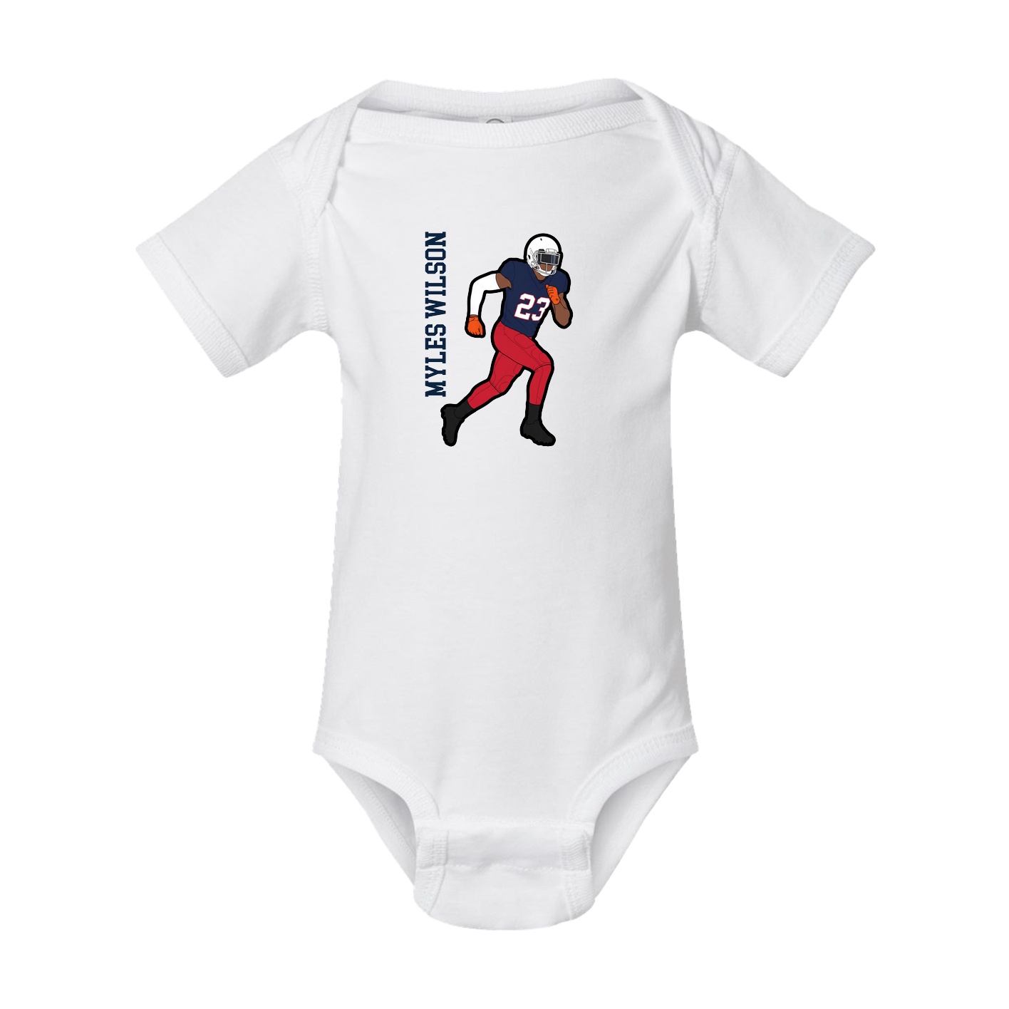 Baby Onesie — Name Vertical in White