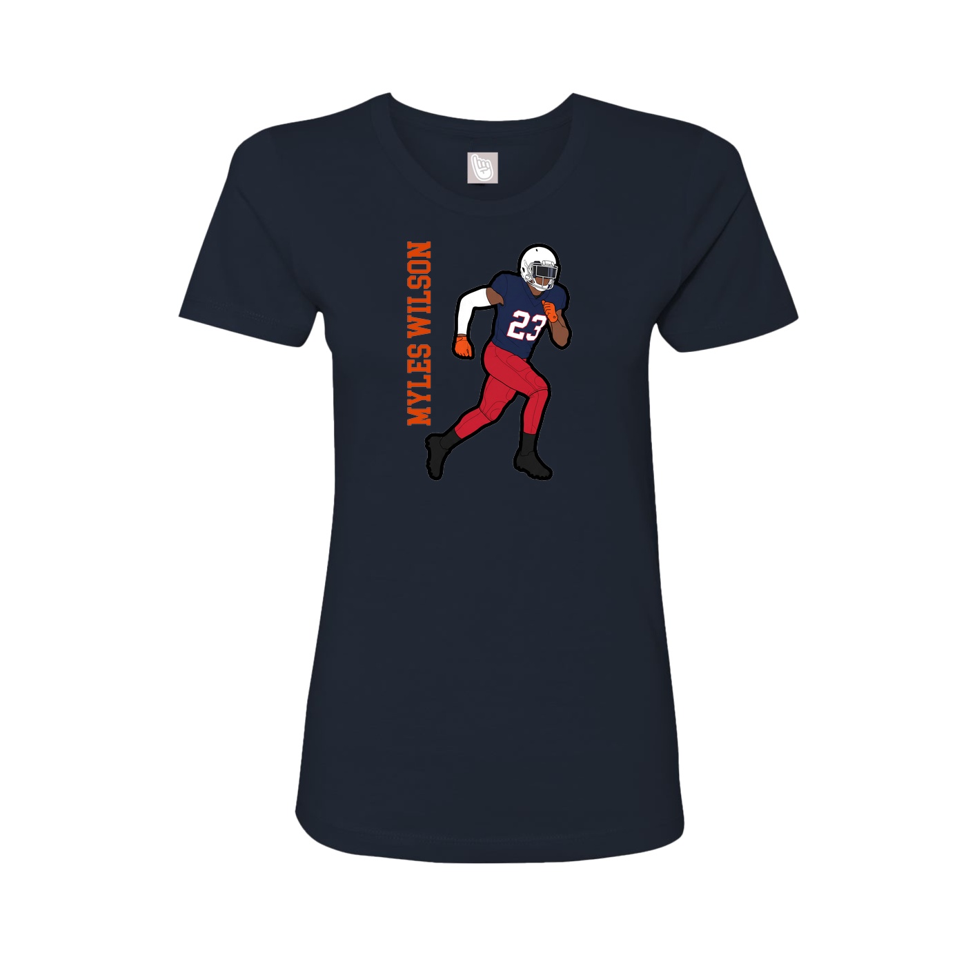 Fitted Women's Tee — Name Vertical in Navy