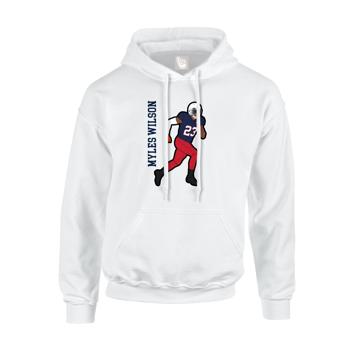 Youth Hoodie — Name Vertical in White